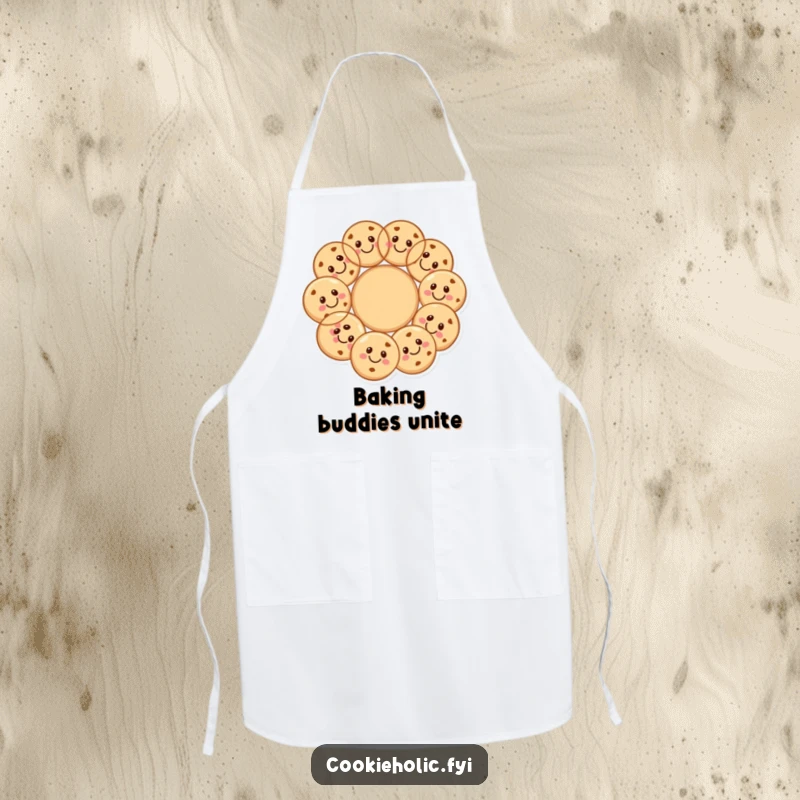 Funny cookie circle apron showing happy cookies forming a circle, ideal for cooking and hosting friends.