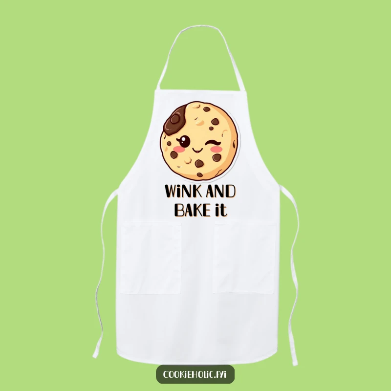 Funny Kawaii Cookie Wink Apron: Bake with Cheeky Charm and Chocolate