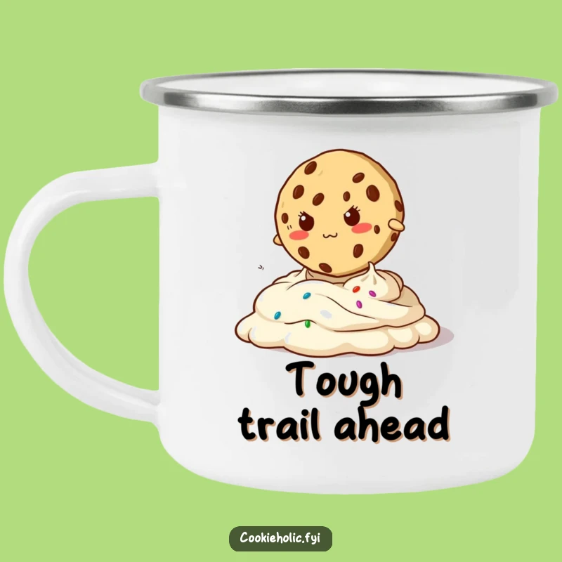 Funny Determined Cookie Camping Mug - Conquer the Trail with a Smile