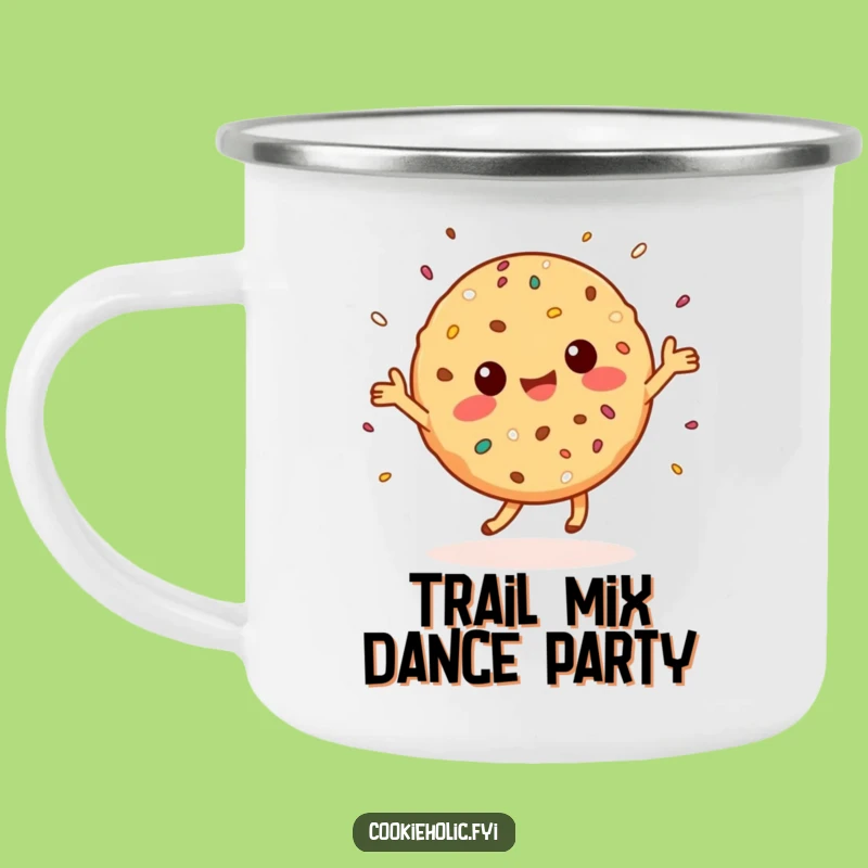 Funny Kawaii Cookie Dance Camping Mug: Sprinkling Adventure, Cheerful Outdoor Gift!