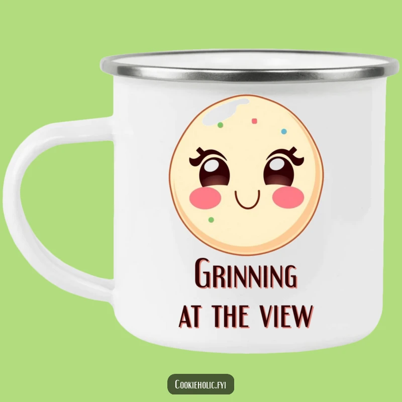 Funny Kawaii Grin Camping Mug: Happy Sips with a Sweet Smile