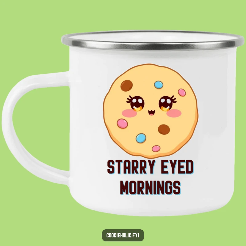 Funny Kawaii Cookie Sparkle Camping Mug: Outdoor Dazzling Character Fun, Perfect Funny Gift