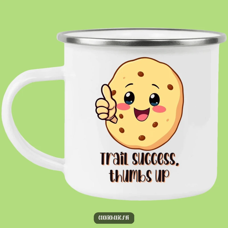 Funny Kawaii Cookie Thumbs Up Camping Mug: Outdoor Character Approval, Perfect Funny Gift