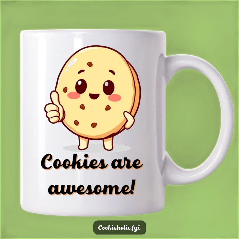 Funny Kawaii Cookie Yay Mug: Delighted Thumbs-Up Gift