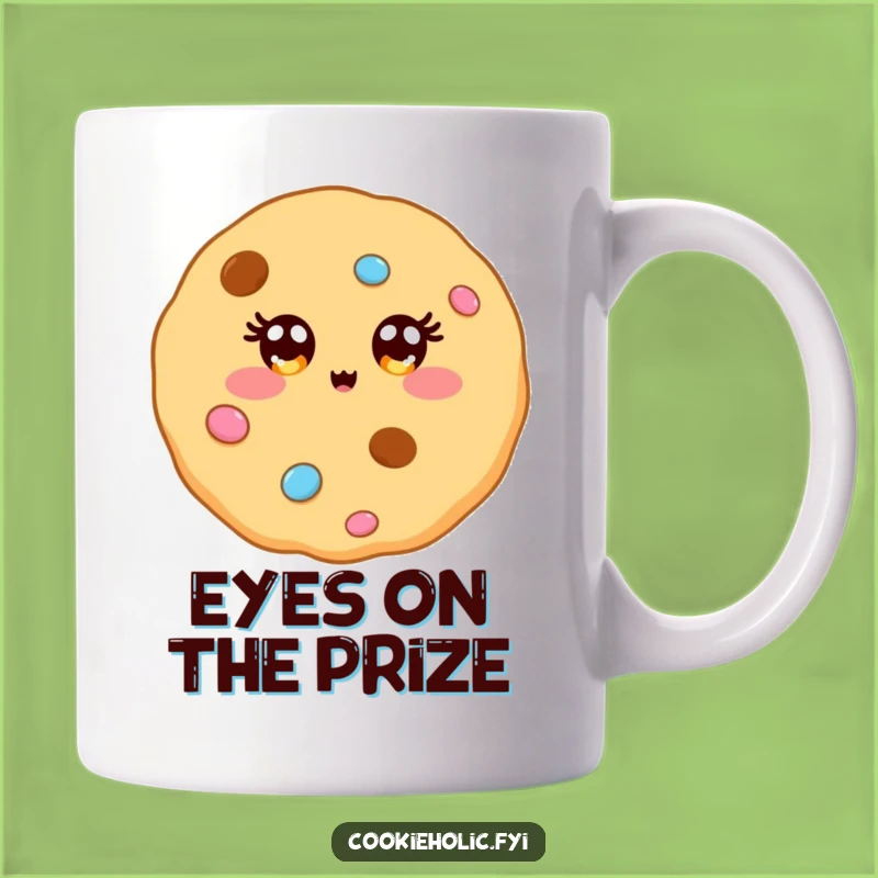 Funny Kawaii Cookie Sparkle Mug: Candy Eyes Character Design, Perfect Funny Gift