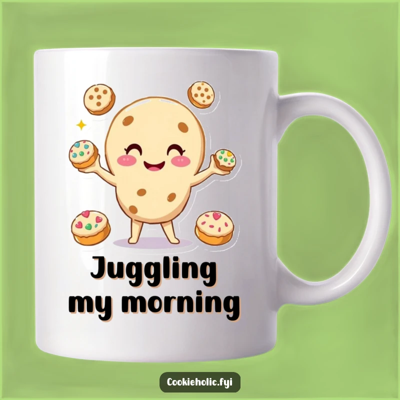 Funny Cookie Juggler Mug: Smiling Cookie Tosses Cookies, Perfect Funny Gift for Multitaskers