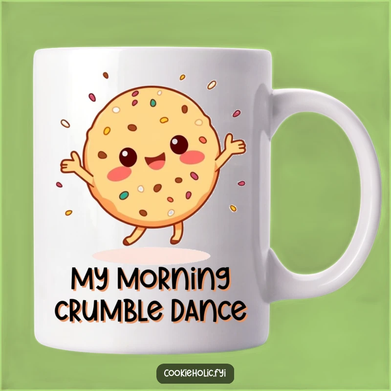 Funny Kawaii Cookie Dance Mug: Joyful Character Sprinkling Smiles, Perfect Gift!