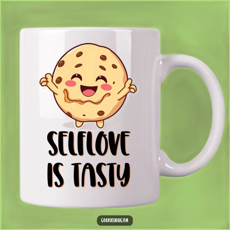 Funny Kawaii Cookie Self-Bite Mug: Triumphant Character, Hilarious Gift!