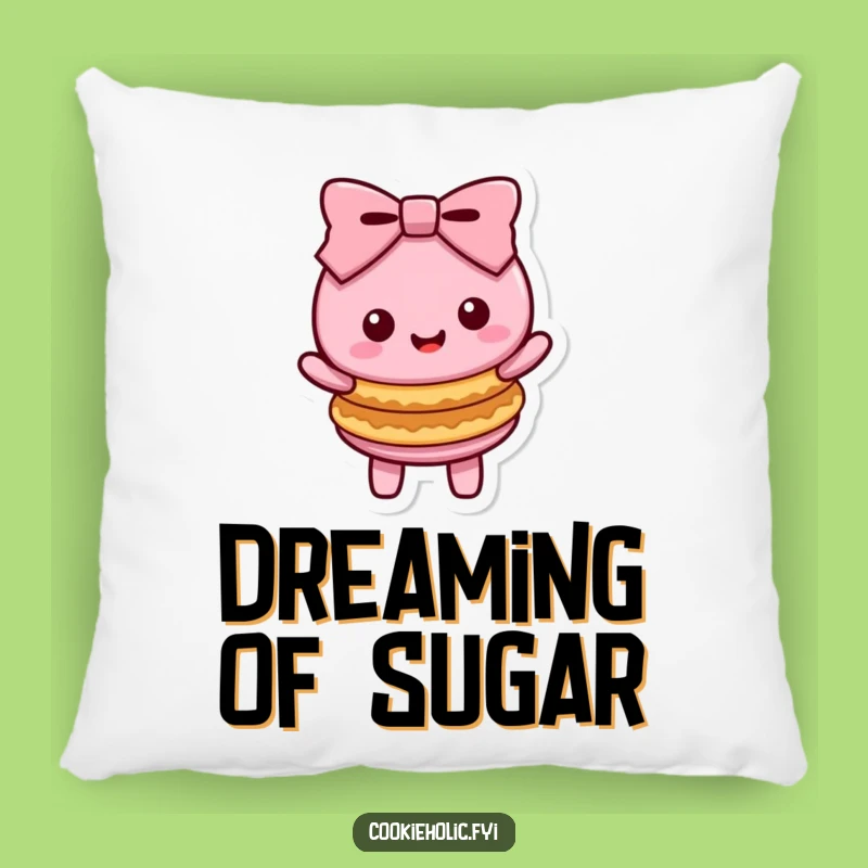 Funny Kawaii Macaron Bow Pillow - Cute Sweet Treat Character Accent