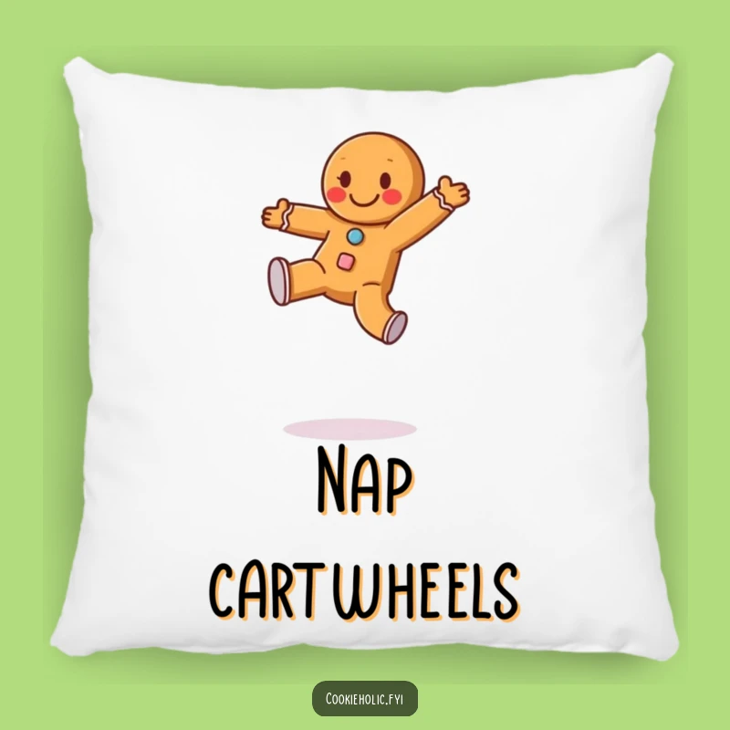 Funny Gingerbread Cartwheel Pillow - Cozy Comfort and Holiday Laughs