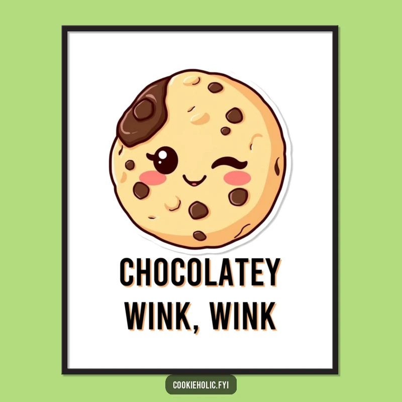 Funny Kawaii Cookie Wink Digital Art: Cheeky, Chocolatey Decor for Your Space