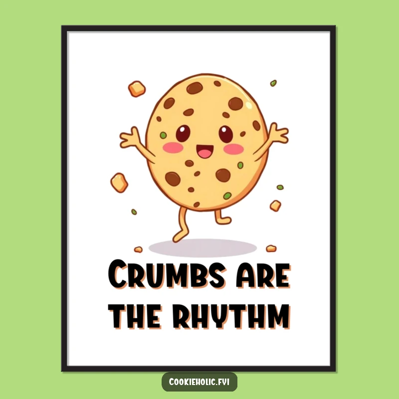 Funny Jigging Cookie Digital Art - Crumb Flying Dancer Decor, Humorous Gift