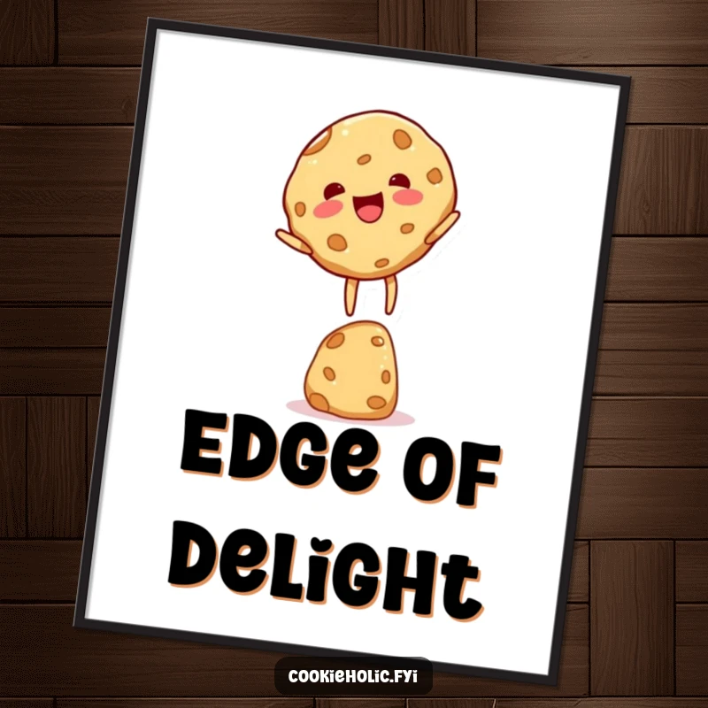 Funny cookie character digital art print, a charming illustration of a cookie balancing with absolute delight.