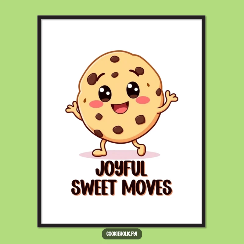 Funny Cookie Dance Digital Art - Instant Chocolate Chip Character Decor, Gift Idea