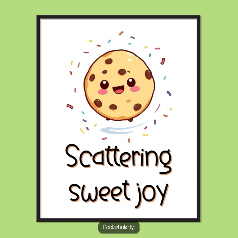 Funny Cookie Digital Art Print: Sprinkly Spin, Sweet Wall Art Gift