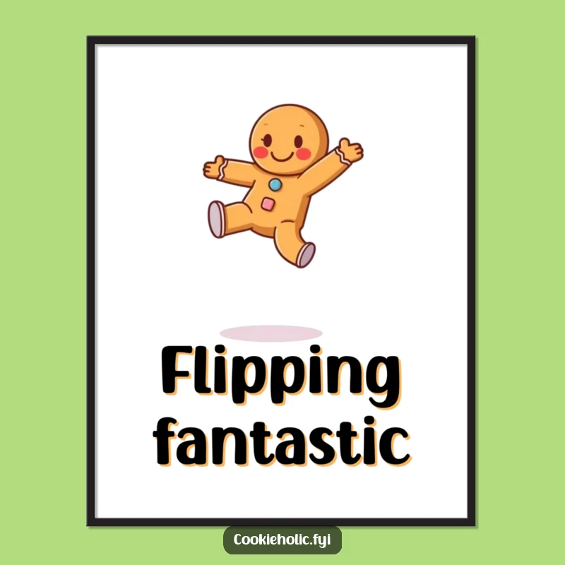 Funny Gingerbread Cartwheel Print - Joyful Holiday Art, Humorous Gift