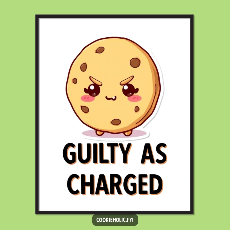 Funny Kawaii Cookie Bite Digital Art: Mischievous Character Download, Instant Funny Gift