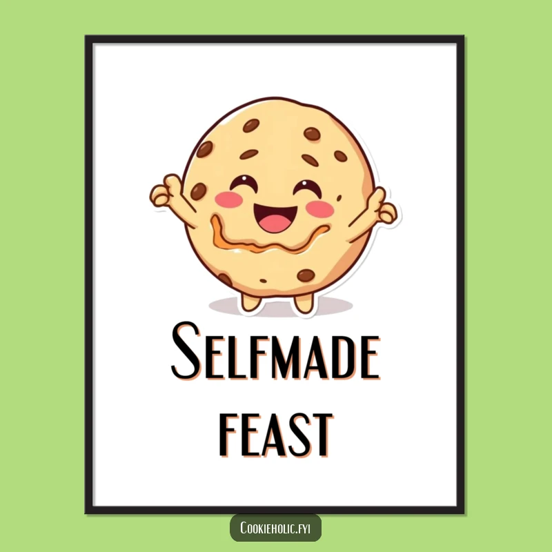Funny Kawaii Cookie Self-Bite Digital Art: Bold Statement, Instant Gift!