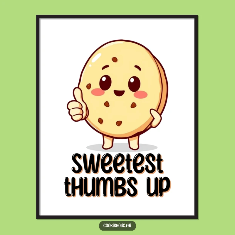 Funny Kawaii Cookie Thumbs-Up Digital Art: Instant Cheer Decor