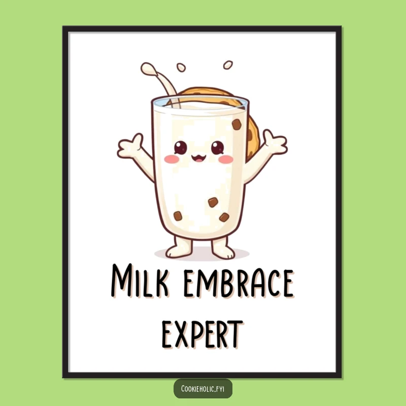 Funny Milk Lover Cookie Digital Art - Duo Decor Character Print, Gift Idea