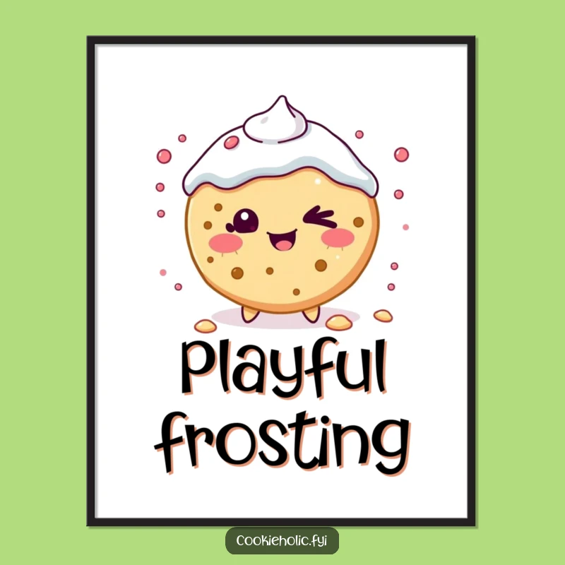 Funny Kawaii Cookie Wink Digital Art: Playful Vibes, Instant Gift!