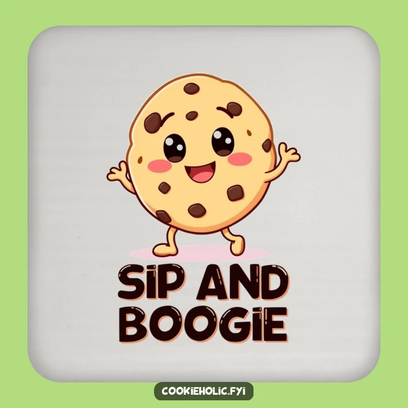 Funny Cookie Dance Drink Coaster - Protect Surfaces Chocolate Chip Character, Gift Idea