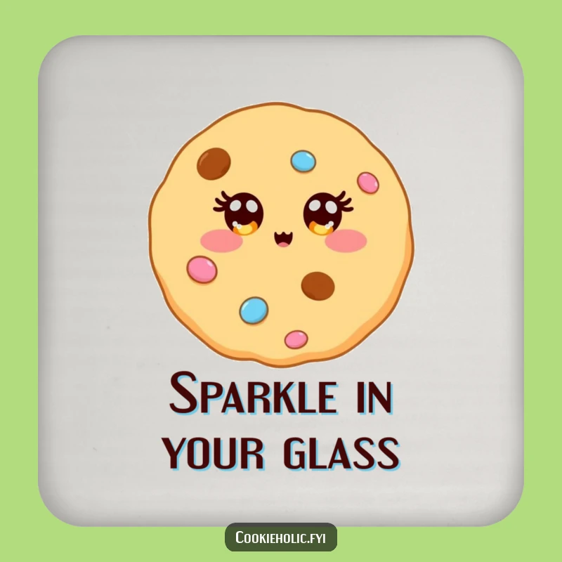Funny Kawaii Cookie Sparkle Coaster Set: Surface Protection Dazzling Style, Cute Funny Gift