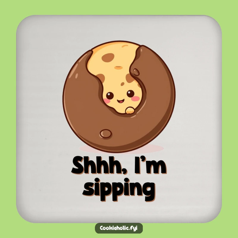 Funny Shy Cookie Chip Coaster Set - Gift for Shy Drinkers