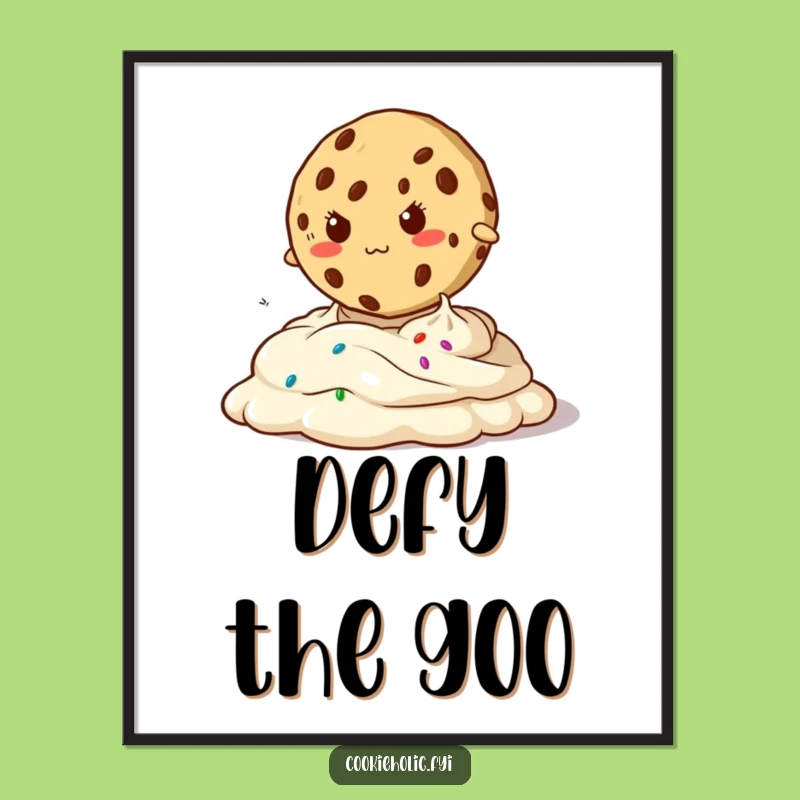 Funny Determined Cookie Jump Poster - Motivational Art with a Laugh