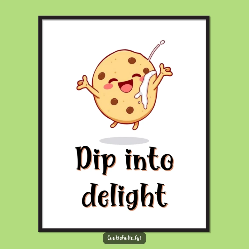 Funny Dunking Cookie Poster - Whimsical Leap & Milk Art for Walls