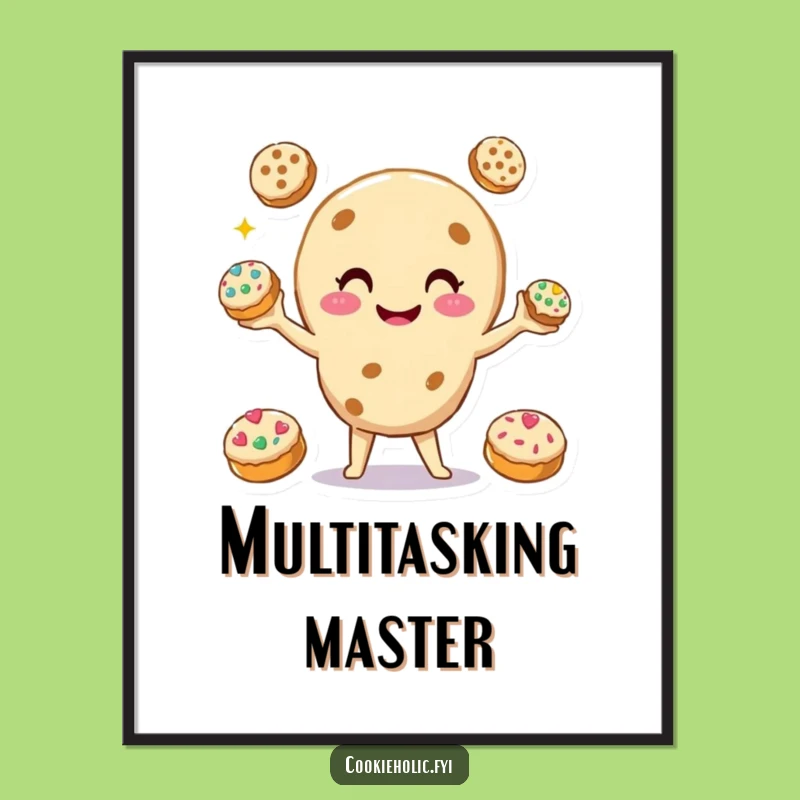 Funny Cookie Juggler Poster: Cookie Juggling Art, Quirky Funny Gift for Wall Decor