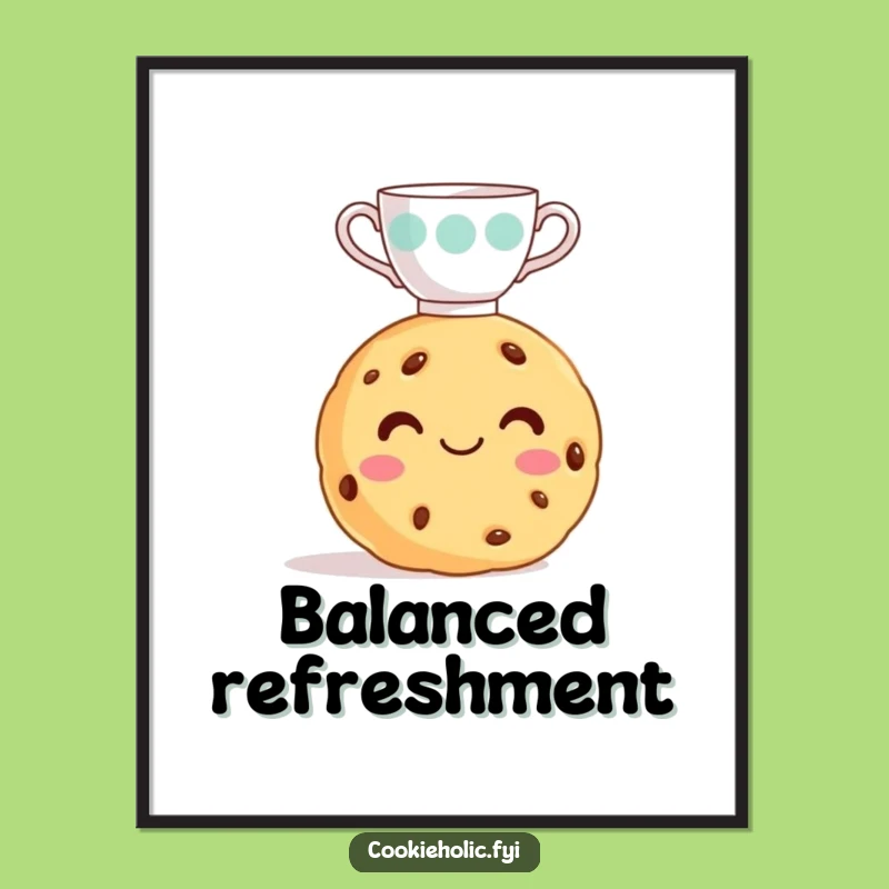 Funny Cookie Teacup Poster - Whimsical Wall Art Gift for Kitchens