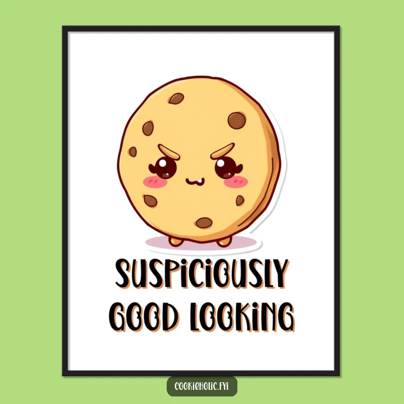 Funny Kawaii Cookie Bite Poster: Mischievous Character Art, Unique Funny Gift