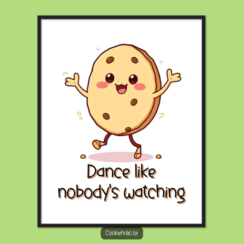 Funny Kawaii Cookie Jig Poster: Silly Character Dance Art, Unique Funny Gift