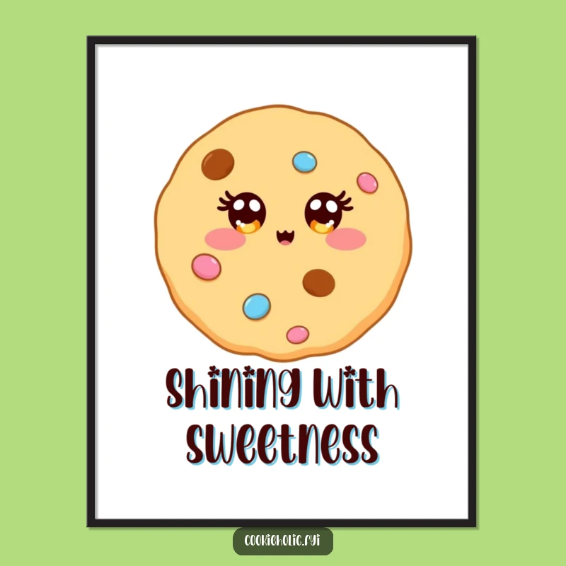 Funny Kawaii Cookie Sparkle Poster: Dazzling Character Art, Unique Funny Gift