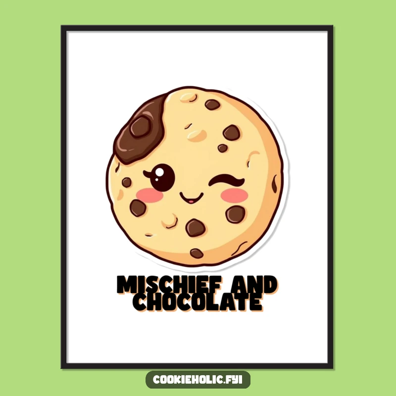 Funny Kawaii Cookie Wink Poster: Cheeky Chocolate Decor for Your Walls