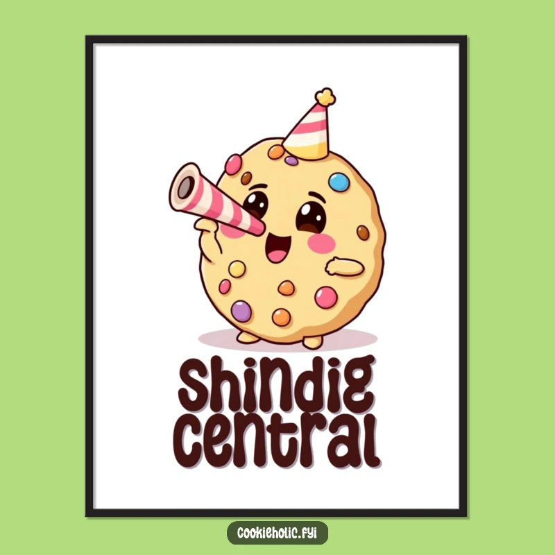 Funny Party Cookie Poster: Vibrant Cookie Blowing Horn Art, Hilarious Wall Decor Gift