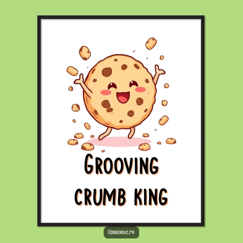 Funny Cookie Dance Poster: Joyful Art Print with Scattering Crumbs, Perfect Gift