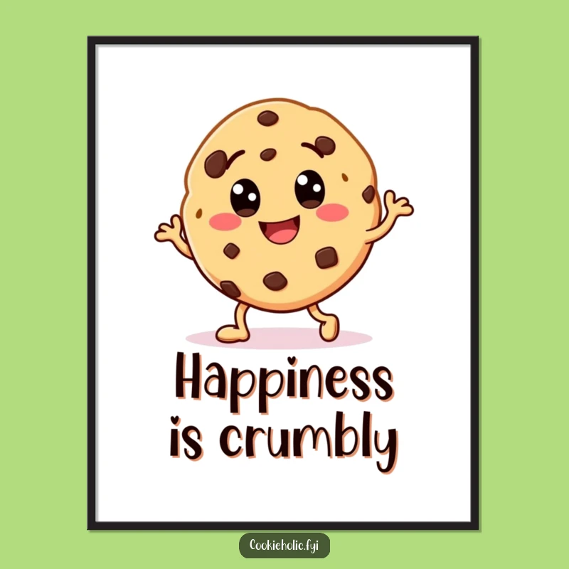Funny Cookie Dance Poster - Cheerful Chocolate Chip Art, Perfect Wall Decor Gift