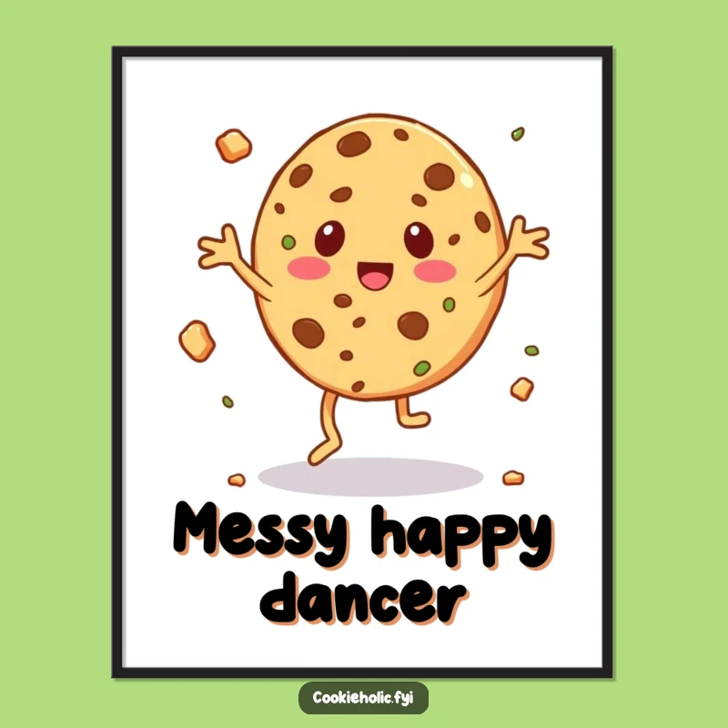 Funny Jigging Cookie Poster - Crumb Flying Dancer Art, Humorous Decor Gift