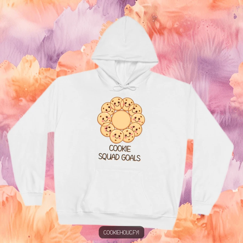 Funny cookie circle hoodie showing happy cookies forming a circle, perfect for cozy friendship vibes.