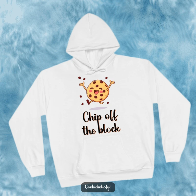 Funny hoodie with a chocolate chip cookie executing an exhilarating leap, radiating pure cookie delight.