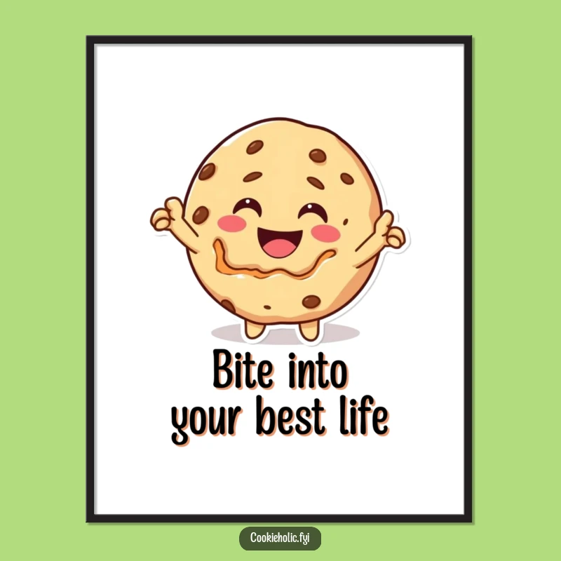 Free Printable Wall Art: Self-Biting Kawaii Cookie, Funny Decor