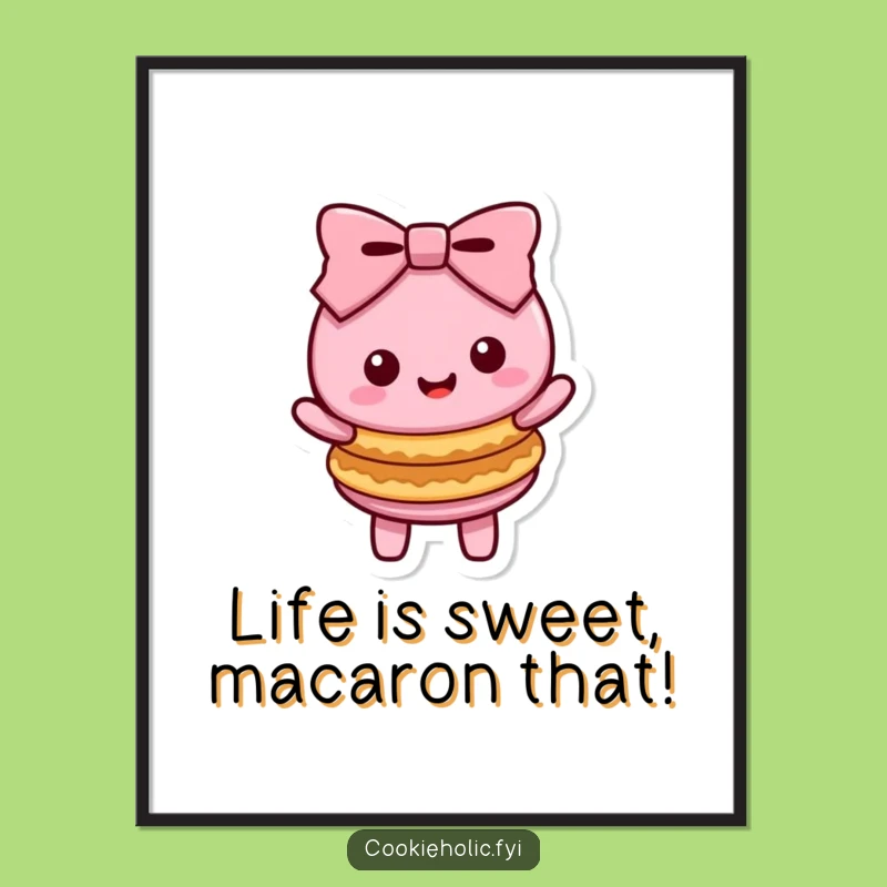Funny Free Printable Kawaii Macaron Art: Cute Cookie Character Downloadable Decor