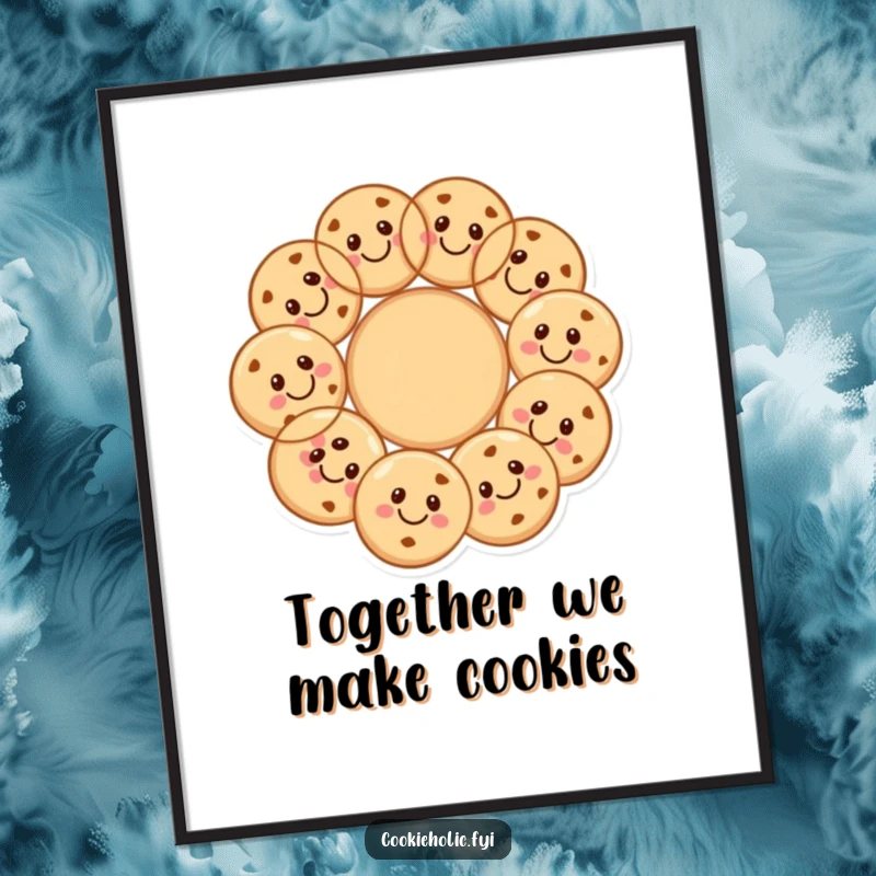 Funny Free Printable Wall Art: A cheerful circle of smiling cookies, representing friendship and shared happiness, perfect for any room.