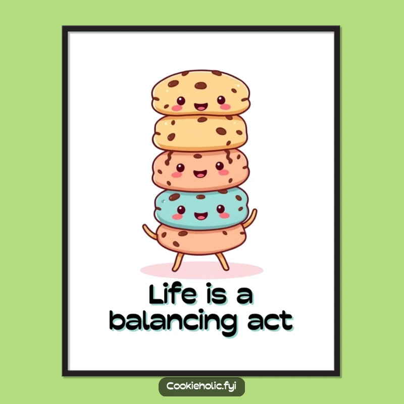 Funny Free Printable Wall Art: Wobbly Cookie Stack, Cute Downloadable Decor Gift