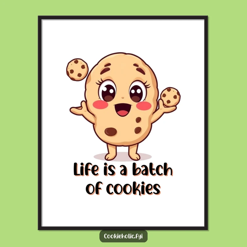 Free Printable Funny Cookie Wall Art: Juggling Character Digital Download Decor