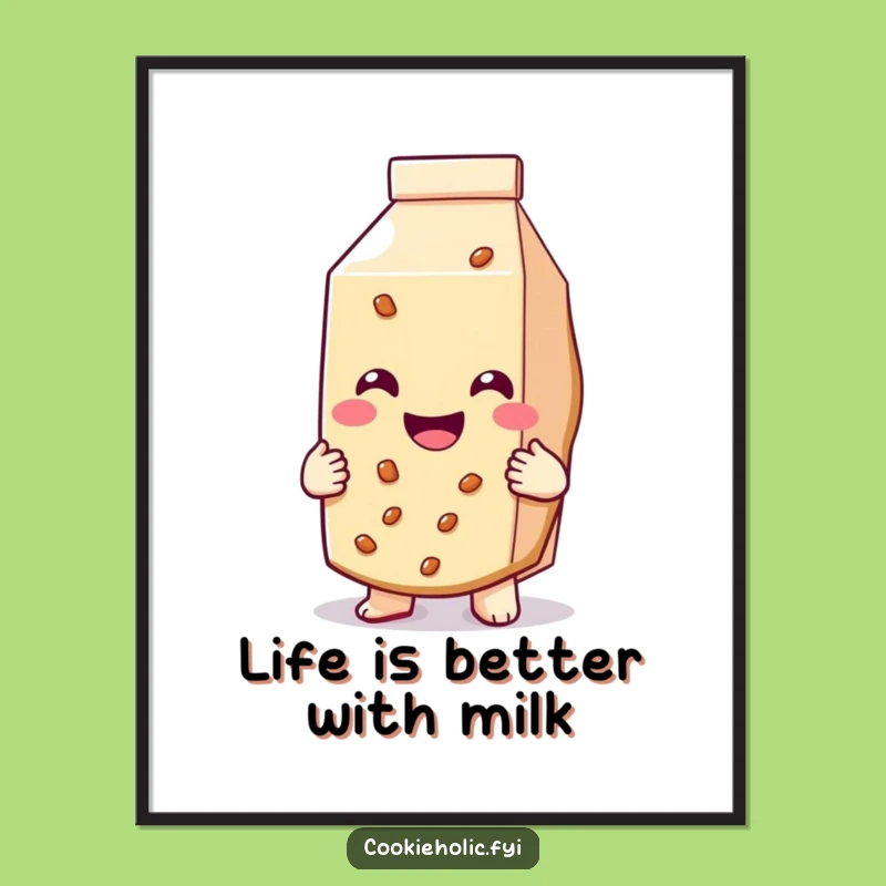 Funny Free Printable Wall Art: Cookie Hugs Milk - Downloadable Home Decor