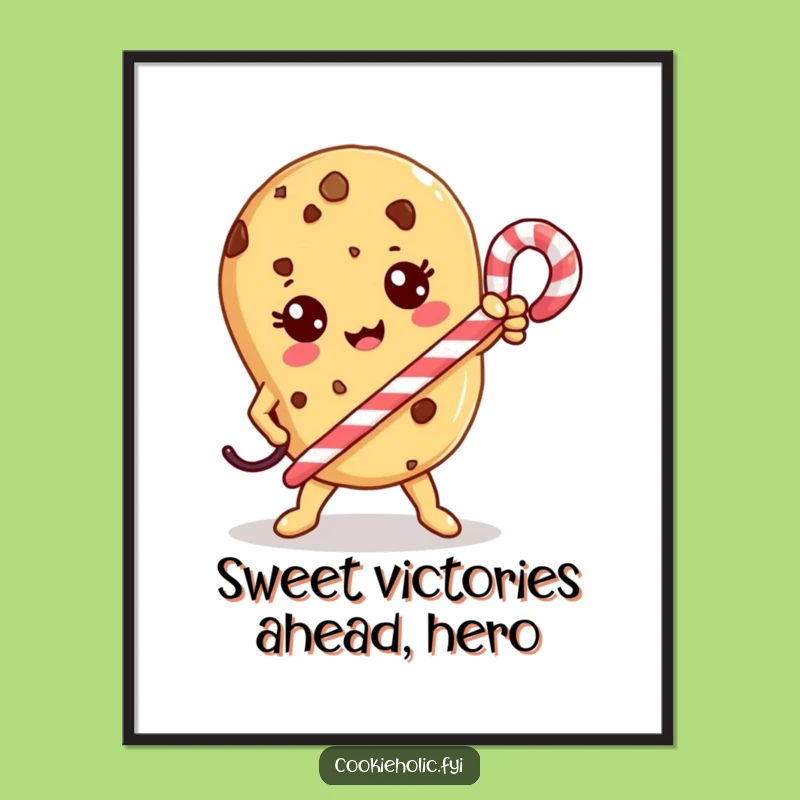 Free Printable Wall Art: Heroic Kawaii Cookie, Funny Downloadable Decor