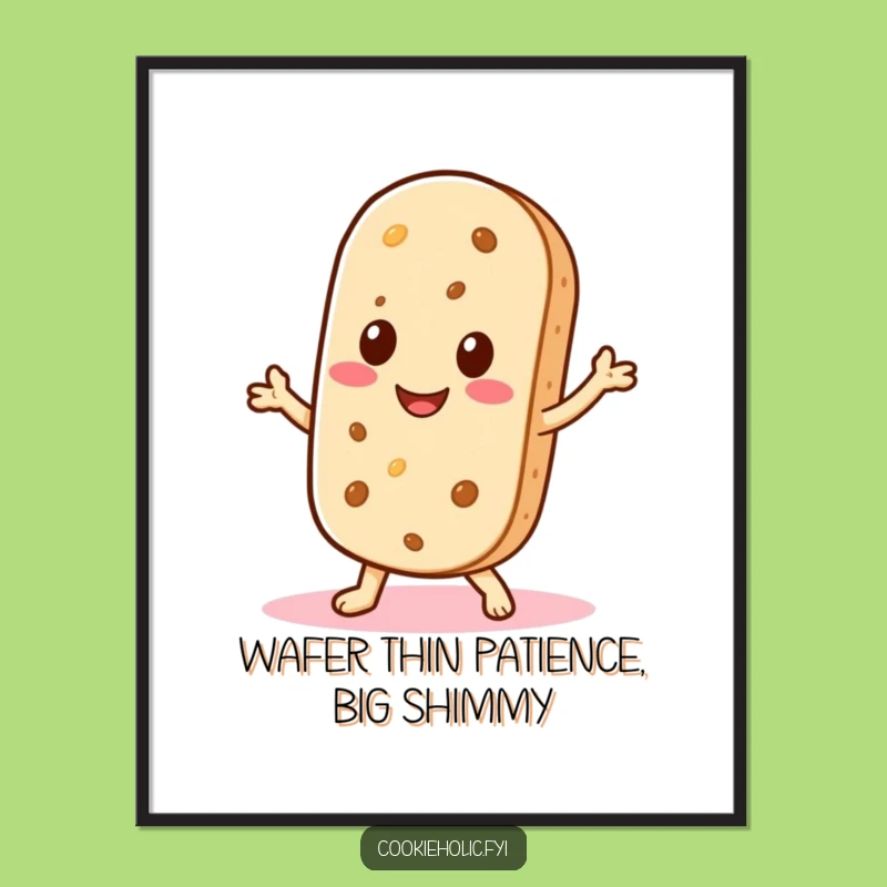Funny Free Printable Wall Art: Shimmying Kawaii Wafer, Cute Downloadable Decor